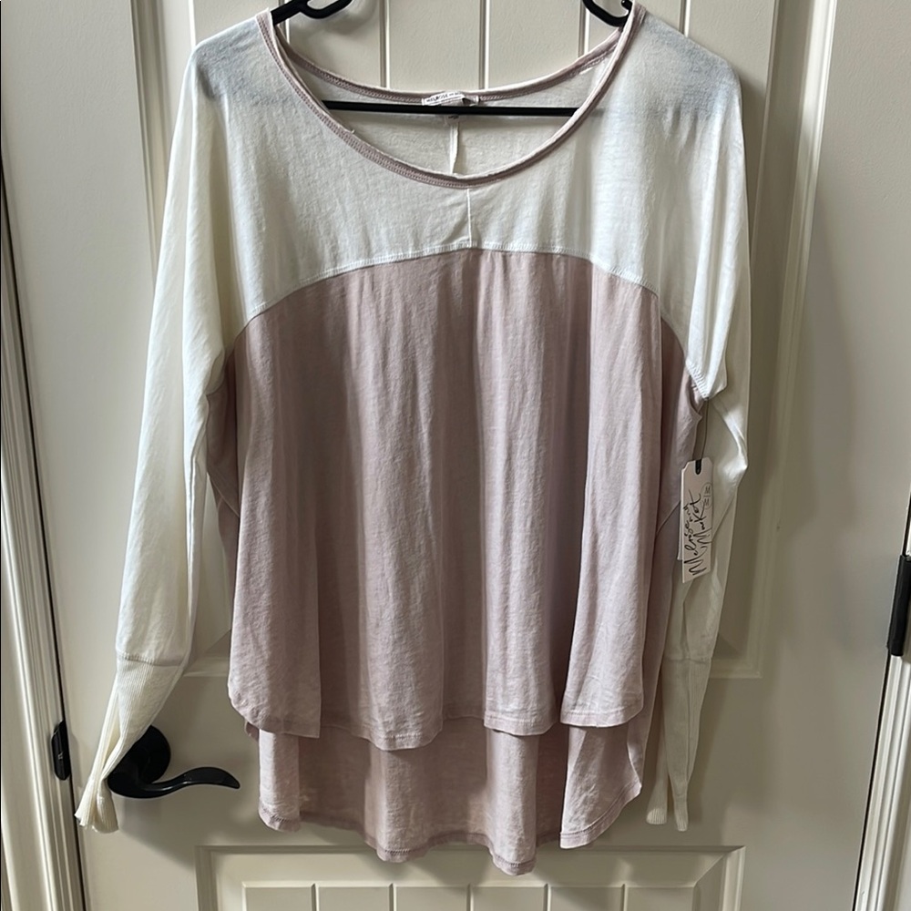 Melrose and Market Cream Asymmetrical Long Sleeve Blouse